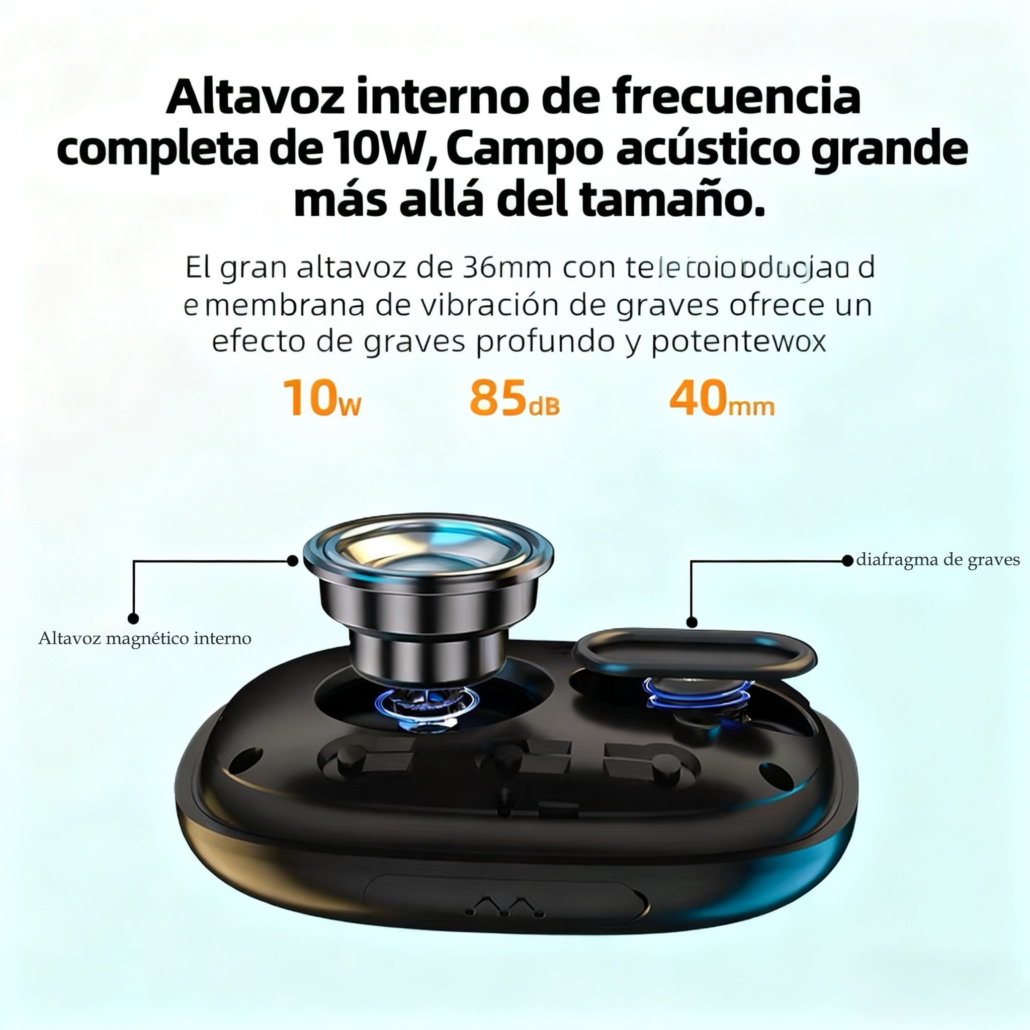 Altavoz Bluetooth Subwoofer Portátil en México | Negro, Compatible con USB/TF/AUX | Sonido potente y portátil